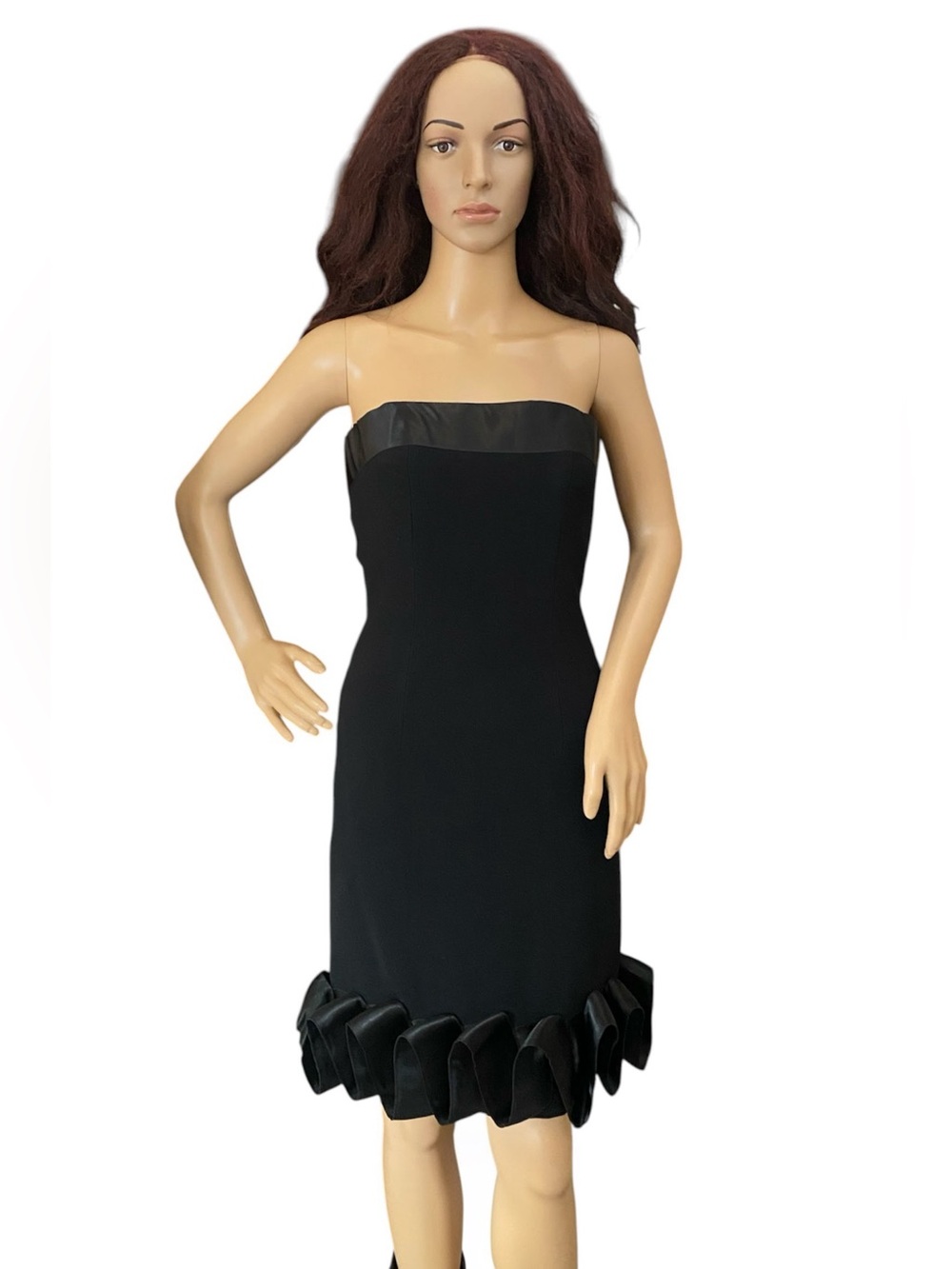 VTG Victor Costa  strapless ruffle cocktail black dress